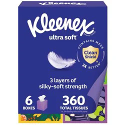 Kleenex Ultra Soft 3-Ply Facial Tissue - 6pk/360ct