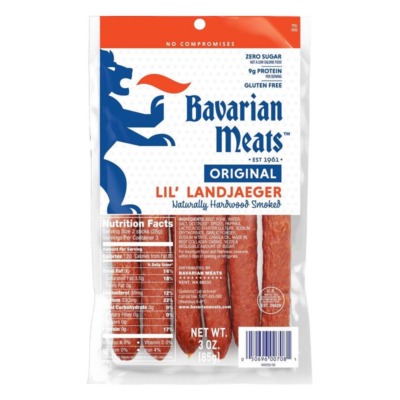 slide 1 of 3, Bavarian Meats Bavarian Lil Landjaeger Meat Sticks - 3oz, 3 oz