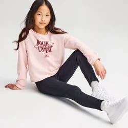 Girls' Solid Ribbed Leggings - Cat & Jack™ Black M: High Rise, Slim Leg, Stretch, 22" Inseam