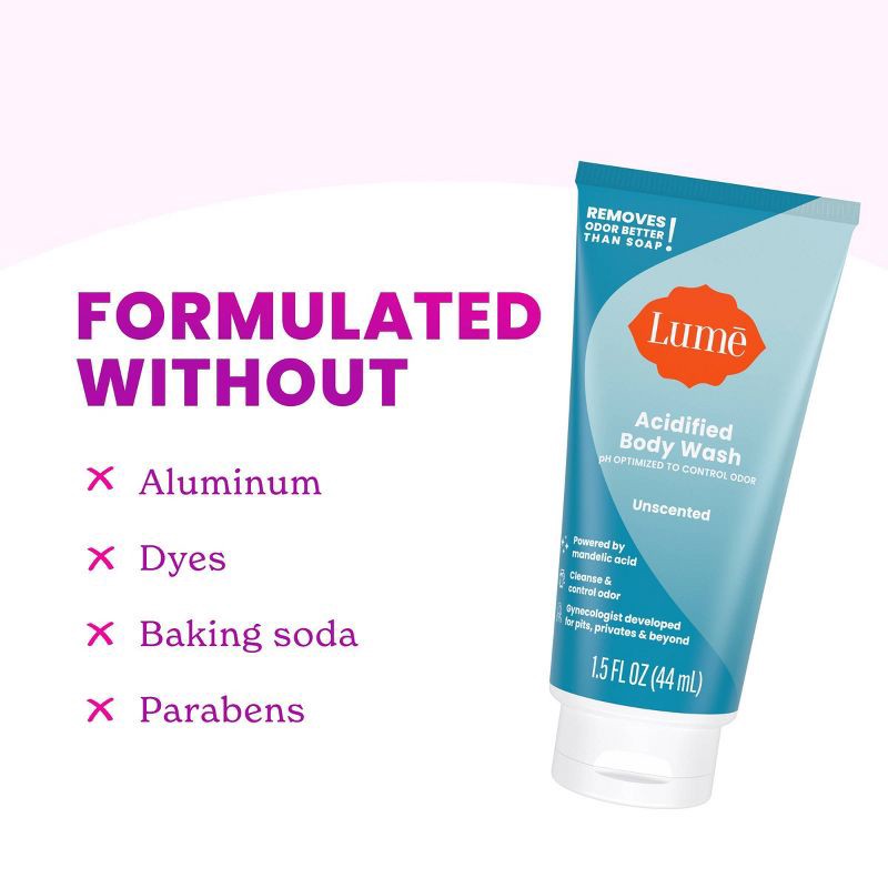 slide 9 of 9, Lume Mini Tube Body Wash - Unscented - 1.5 fl oz, 1.5 fl oz