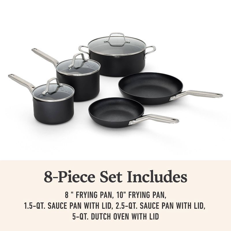 slide 6 of 6, Calphalon 8pc Hard Anodized Aluminum Nonstick Cookware Set: Tempered Glass Lids, Dishwasher & Oven Safe, 8 ct