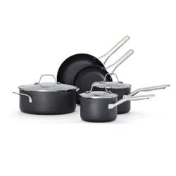 Calphalon 8pc Hard Anodized Aluminum Nonstick Cookware Set: Tempered Glass Lids, Dishwasher & Oven Safe