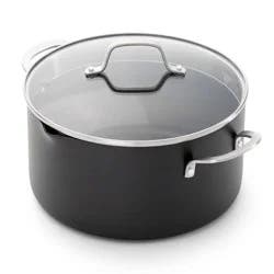Calphalon 7qt Hard Anodized Nonstick Dutch Sauce Pan with Lid: Tempered Glass, Dishwasher & Oven Safe, Gas & Electric Compatible