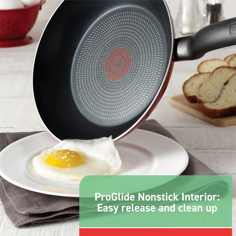 slide 3 of 10, T-Fal 20pc Simply Cook Nonstick Cookware Set Red: Skillet & Pan Set, Glass Lids, Dishwasher & Oven Safe, Ergonomic Handles, 20 ct