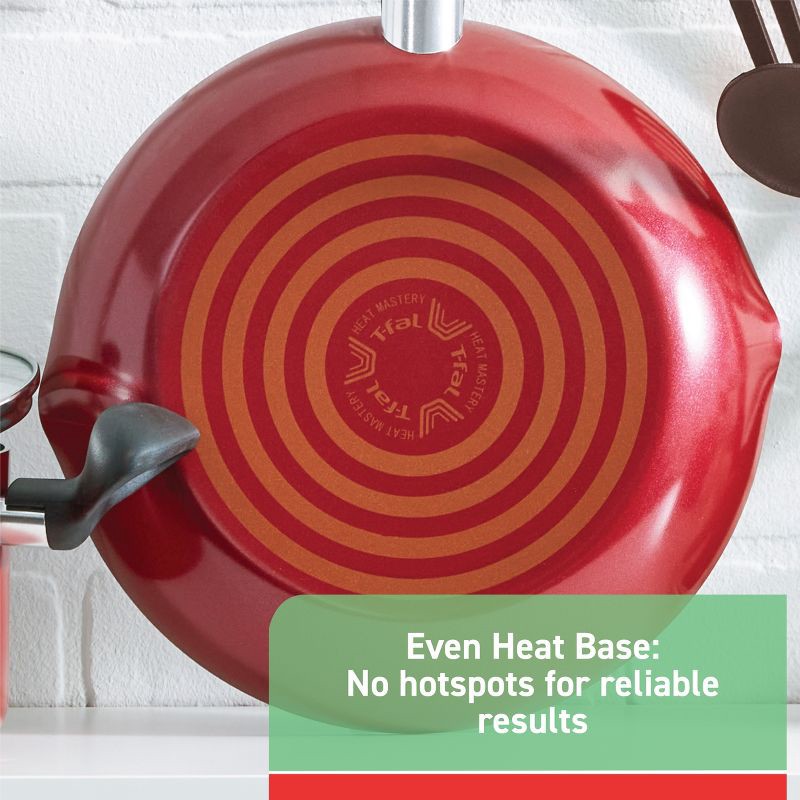 slide 9 of 10, T-Fal 20pc Simply Cook Nonstick Cookware Set Red: Skillet & Pan Set, Glass Lids, Dishwasher & Oven Safe, Ergonomic Handles, 20 ct