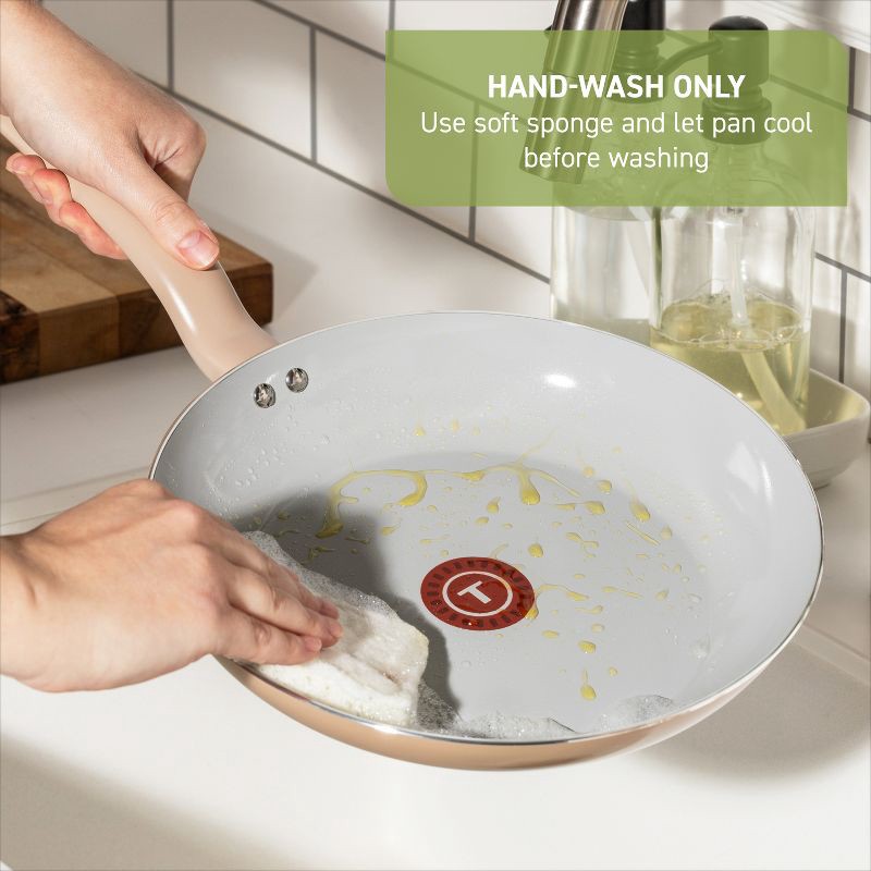 slide 7 of 8, T-Fal 8" and 10.5" Simply Cook Ceramic Fry Pan Beige: Nonstick, Even-Heating, Ergonomic Handle, Oven-Safe, Hand Wash, 1 ct