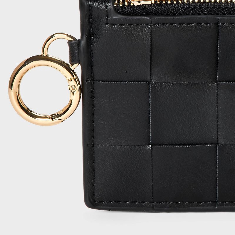 slide 4 of 5, L-Zip Card Case - A New Day™ Black/Woven: Solid Wallet, 1 ct