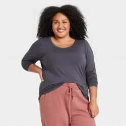 Women's Slim Fit Long Sleeve Scoop Neck T-Shirt - Ava & Viv™ Gray 3X