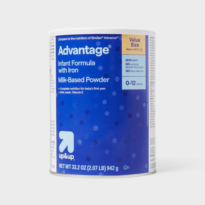 slide 1 of 5, Value Size Base Advantage Can Formula Powder - 33.2oz - up&up™, 33.2 oz