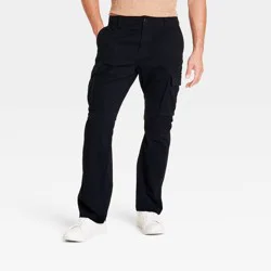 Men's Straight Fit Cargo Pants - Goodfellow & Co™ Black 30x30: Midweight Cotton-Spandex Blend, Machine Washable, Fly Button Closure