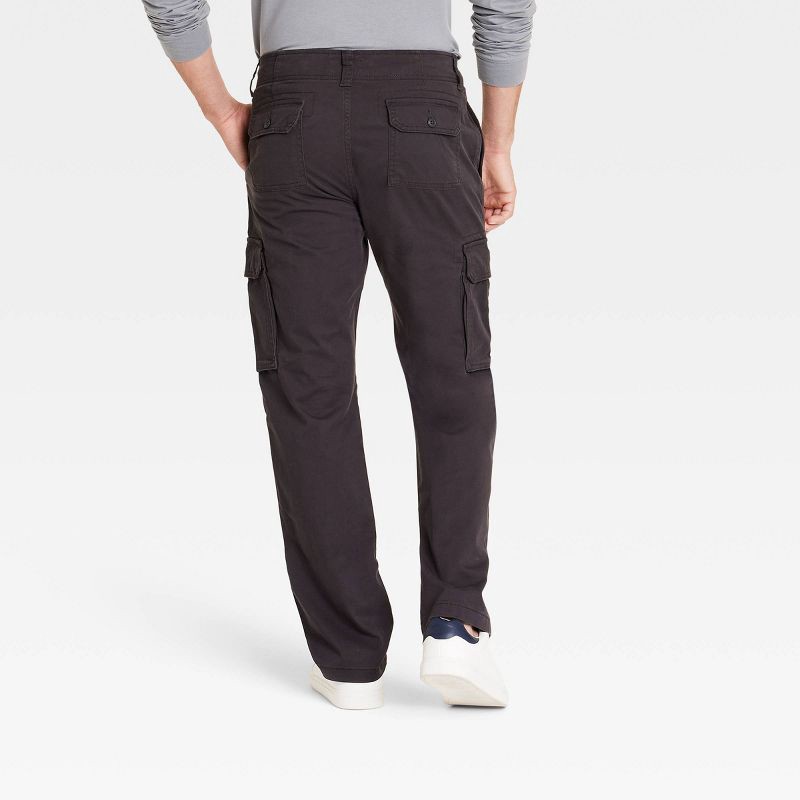 slide 2 of 4, Men's Straight Fit Cargo Pants - Goodfellow & Co™ Gray 34x30: Cotton Spandex Blend, Mid Rise, Woven Fabric, 1 ct
