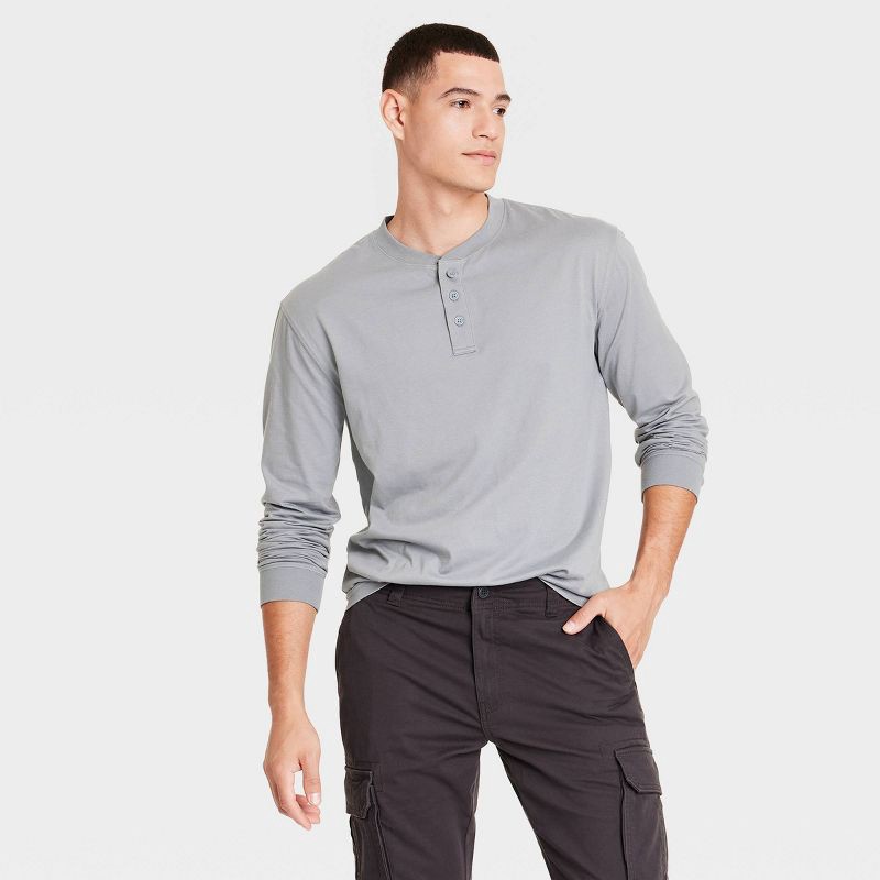 slide 4 of 4, Men's Straight Fit Cargo Pants - Goodfellow & Co™ Gray 34x30: Cotton Spandex Blend, Mid Rise, Woven Fabric, 1 ct