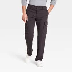 Men's Straight Fit Cargo Pants - Goodfellow & Co™ Gray 40x32: Midweight Cotton-Spandex, Machine Washable, Fly Button Closure