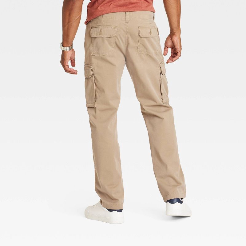 slide 2 of 3, Men's Straight Fit Cargo Pants - Goodfellow & Co™ Sculptural Tan 34x30: Midweight Cotton Spandex Blend, 1 ct