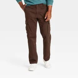 Men's Straight Fit Cargo Pants - Goodfellow & Co™ Brown 36x30: Cotton Spandex Blend, Midweight, Woven
