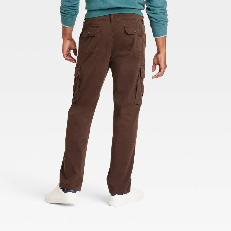slide 2 of 4, Men's Straight Fit Cargo Pants - Goodfellow & Co™ Brown 40x32: Cotton Spandex, Midweight, Fly Button, 1 ct