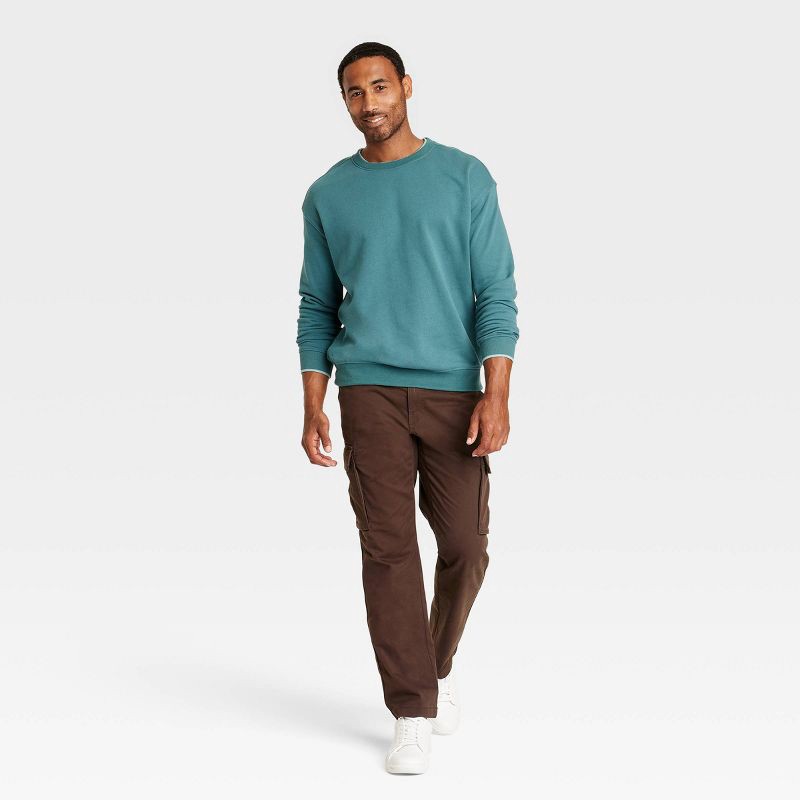 slide 3 of 4, Men's Straight Fit Cargo Pants - Goodfellow & Co™ Brown 40x32: Cotton Spandex, Midweight, Fly Button, 1 ct