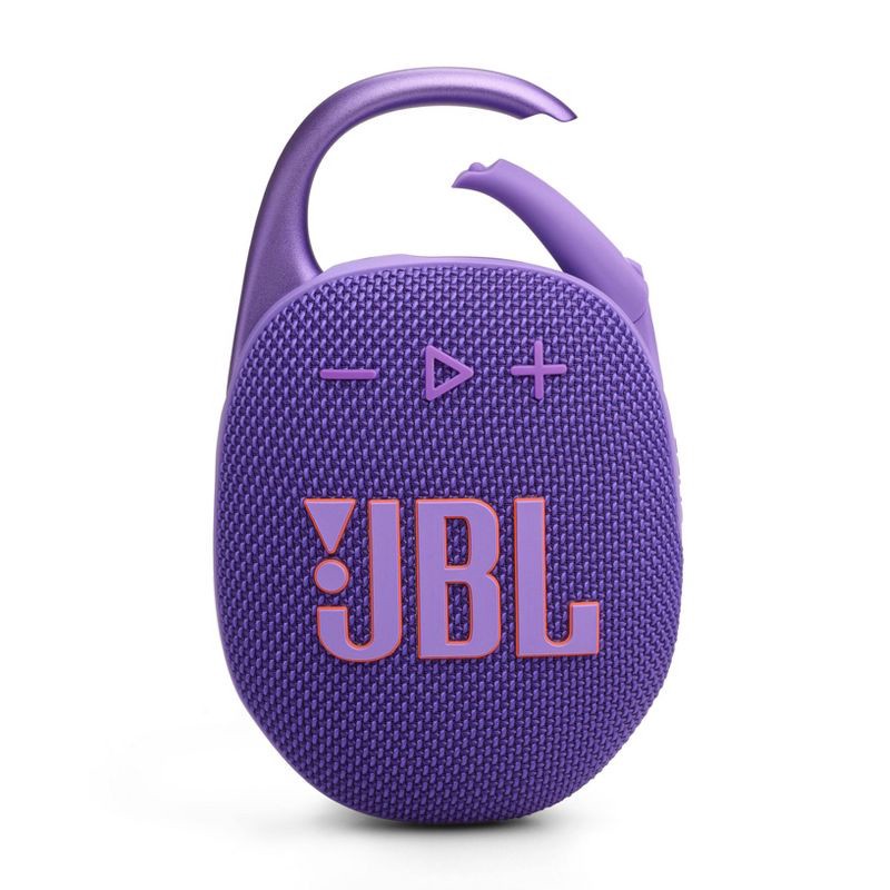 slide 2 of 7, JBL Clip 5 Portable Bluetooth Waterproof Speaker - Purple: Rechargeable Outdoor Use, 1 ct