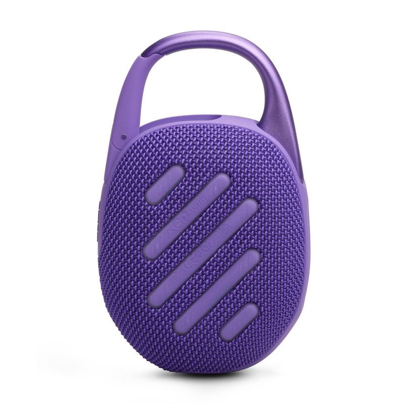 slide 3 of 7, JBL Clip 5 Portable Bluetooth Waterproof Speaker - Purple: Rechargeable Outdoor Use, 1 ct