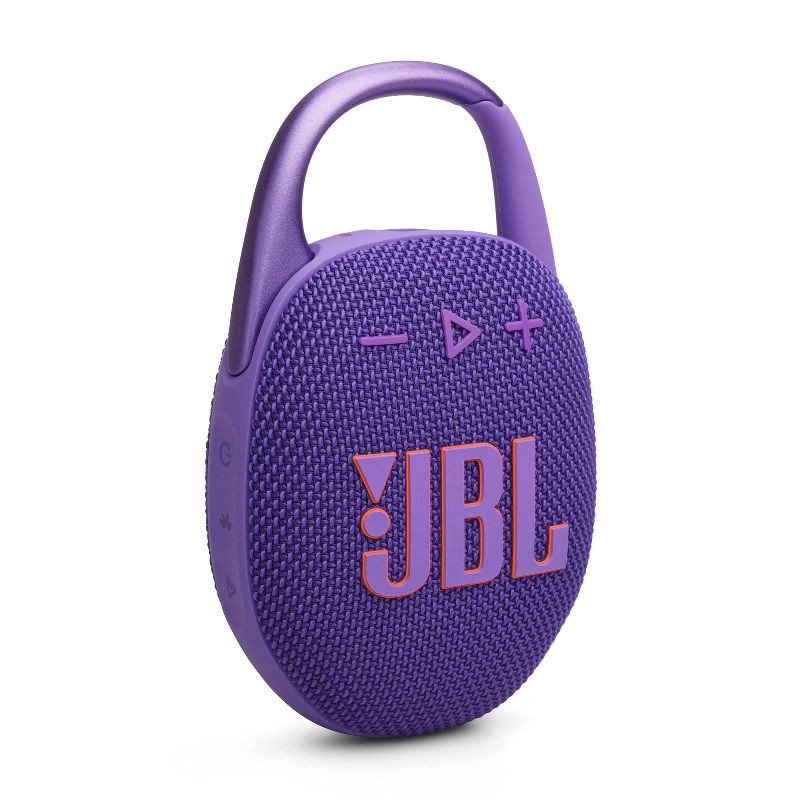 slide 1 of 7, JBL Clip 5 Portable Bluetooth Waterproof Speaker - Purple: Rechargeable Outdoor Use, 1 ct