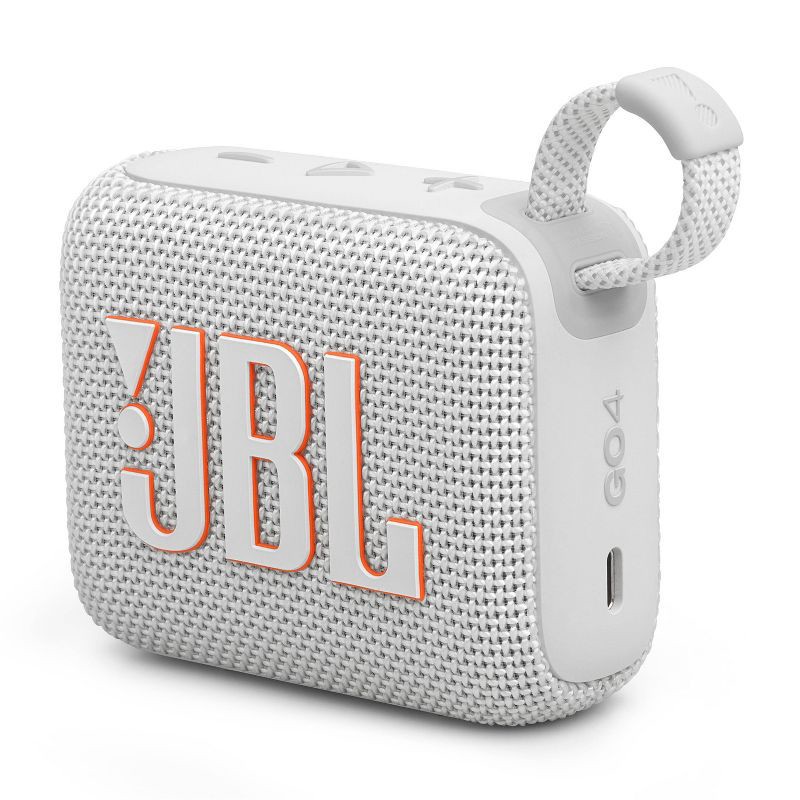 slide 8 of 8, JBL Go4 Portable Bluetooth Waterproof Speaker - White: USB-C, IP67, Rechargeable, 1 ct