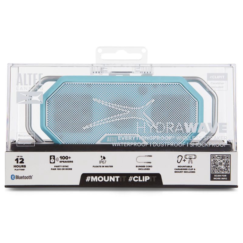 slide 15 of 15, Altec Lansing HydraWave Bluetooth Waterproof Speaker - Aqua Blue, 1 ct