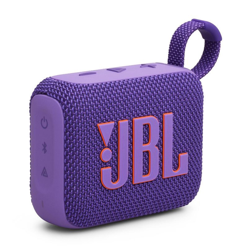 slide 1 of 8, JBL Go4 Portable Bluetooth Waterproof Speaker - Purple: Wireless Outdoor USB-C Rechargeable, 1 ct