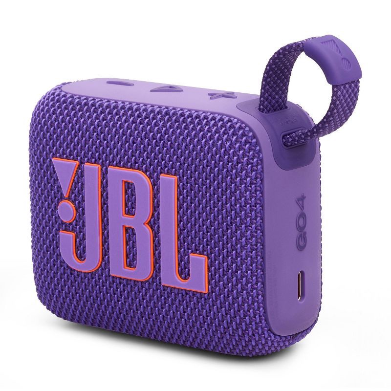 slide 8 of 8, JBL Go4 Portable Bluetooth Waterproof Speaker - Purple: Wireless Outdoor USB-C Rechargeable, 1 ct