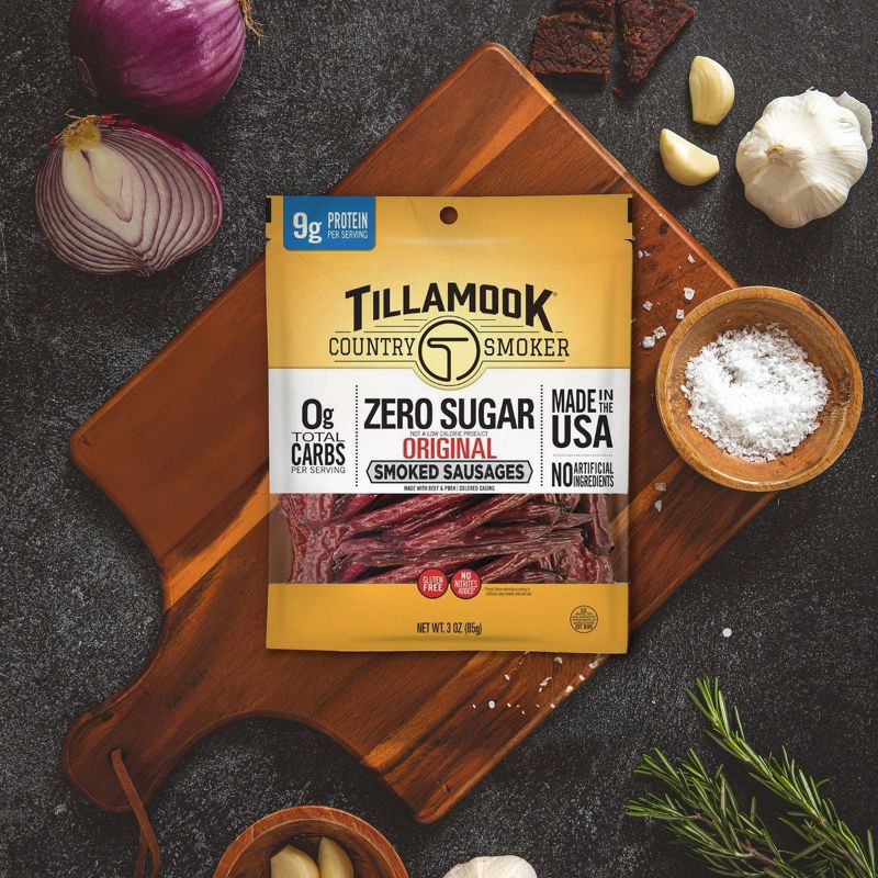 slide 4 of 5, Tillamook Country Smoker Zero Sugar Original Smoked Sausages Sticks - 3oz, 3 oz
