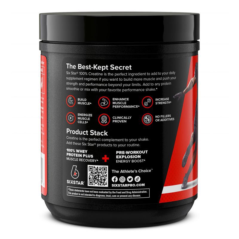 slide 2 of 4, Six Star 100% Unflavored Creatine Sports Nutrition Supplement Powder - 11oz 60 servings: Muscle Growth, Gluten-Free, 11 oz, 60 servings