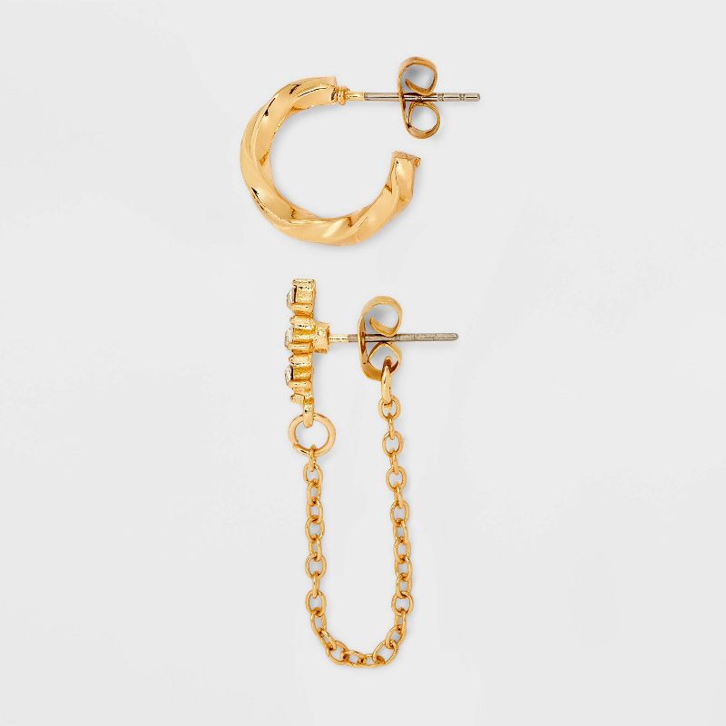 slide 2 of 2, Butterfly Flower Heart Mixed Hoop and Stud Earring Set 30pc - Wild Fable™ Gold: Acrylic, Nickel-Free Metal, 30 ct