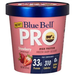 Blue Bell Pro High Protein Strawberry Frozen Dairy Dessert 1 pint