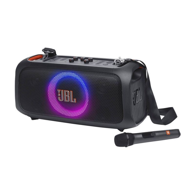 slide 2 of 9, JBL PartyBox On-the-Go Portable Party Speaker with Built-In Lights and Wireless Mic - Black, 1 ct