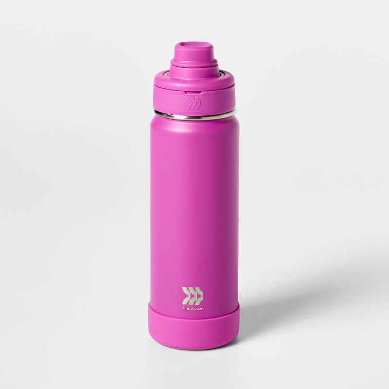 slide 1 of 3, 24oz Stainless Steel Vacuum Insulated Water Bottle Fuchsia - All In Motion™: Portable Drinkware, 24 oz