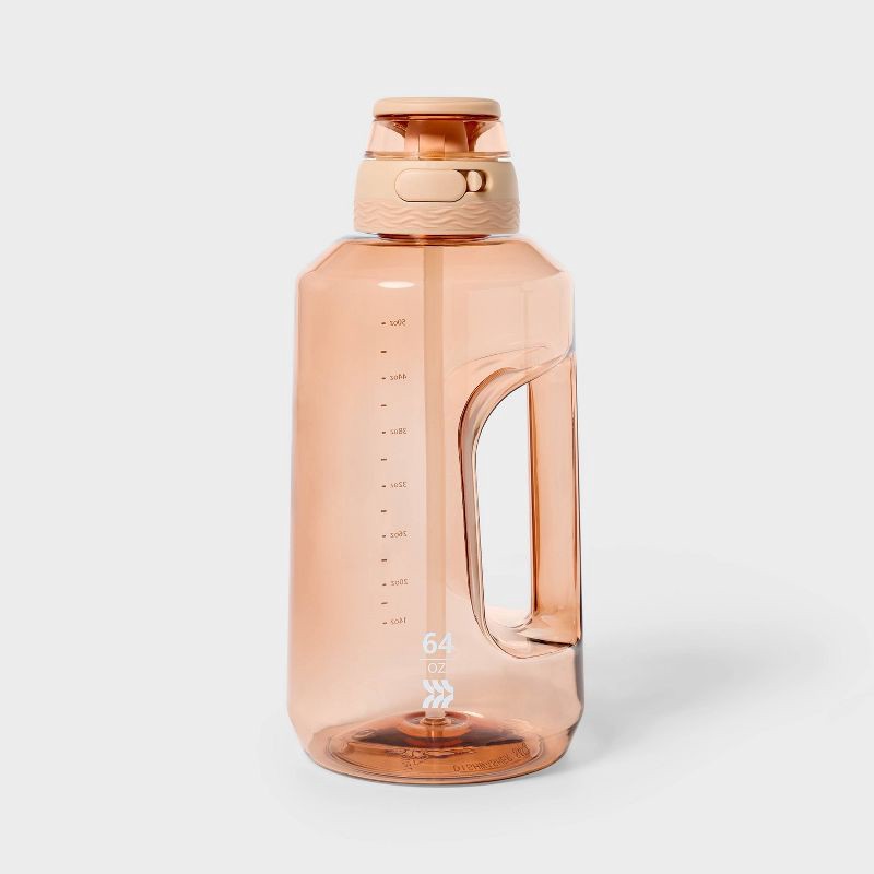 slide 1 of 3, 64oz Tritan Beverage Plastic Water Bottle Blush - All In Motion™: BPA-Free, Silicone Lid, 64 oz