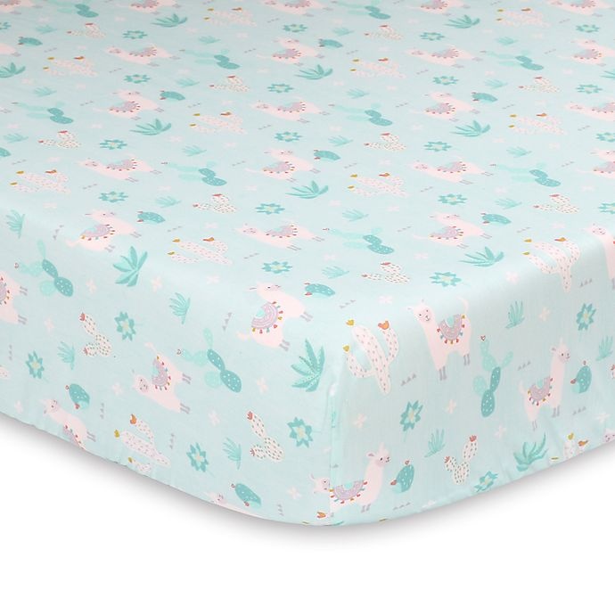 slide 1 of 1, The Peanutshell Little Llama Crib Sheet - Soft Mint, 1 ct