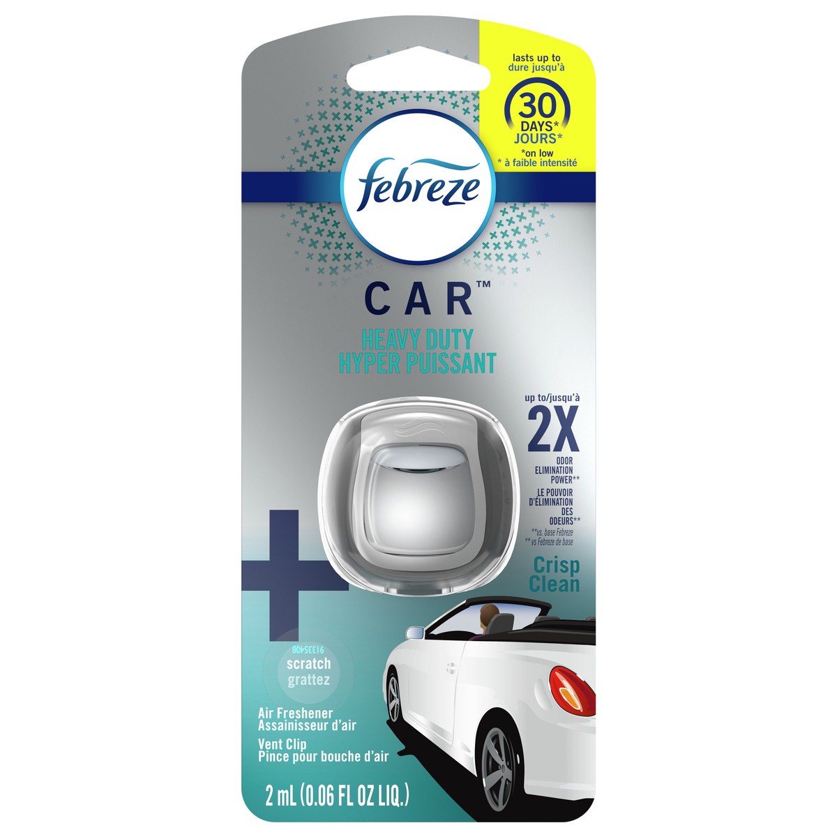 slide 1 of 3, Febreze Heavy Duty Car Vent Clip Air Freshener, 0.67 fl oz