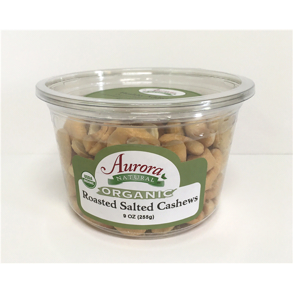 slide 1 of 1, Aurora Natural Organic Roasted Salted Cashews, 9 oz