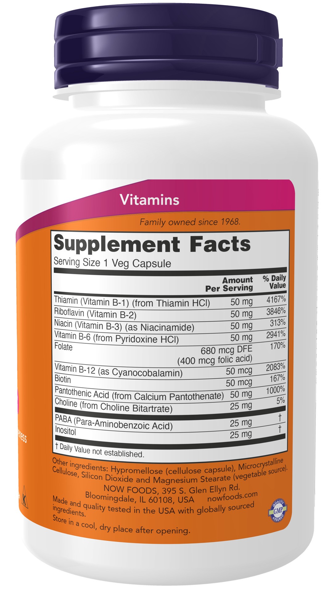 slide 3 of 4, NOW Vitamin B-50 mg - 100 Veg Capsules, 100 ct