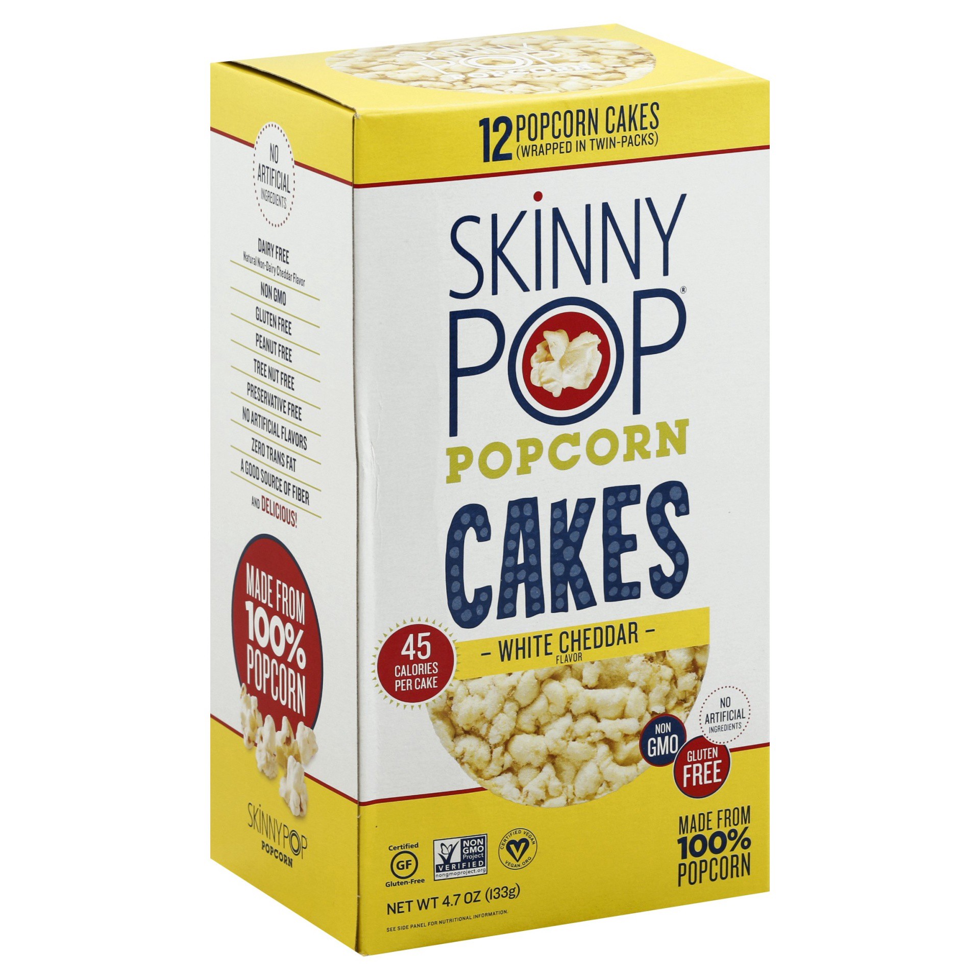 slide 1 of 2, SkinnyPop White Cheddar Large Popcorn Cakes, 4.7 oz