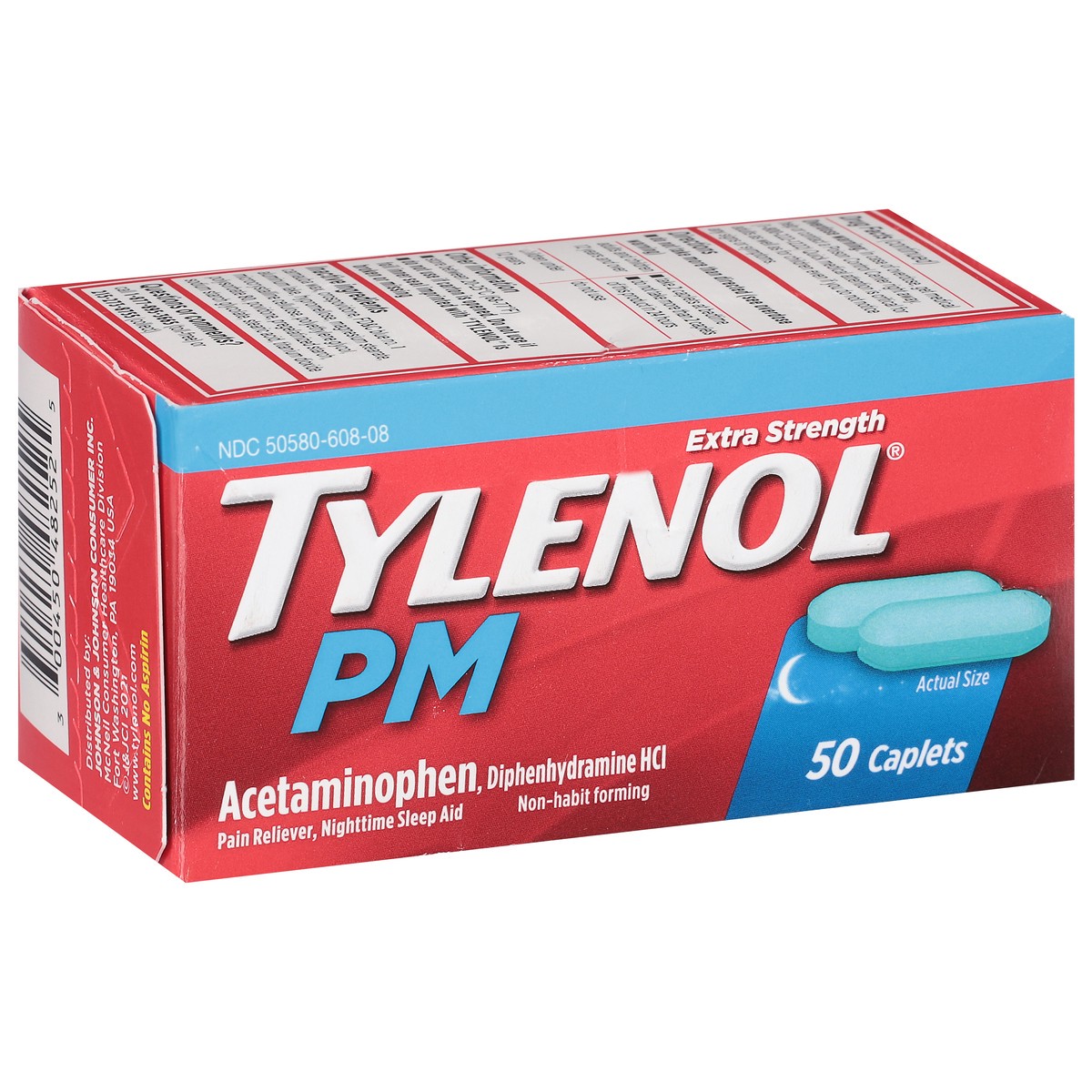 slide 9 of 9, Tylenol PM Extra Strength Caplets, 50 ct, 50 ct