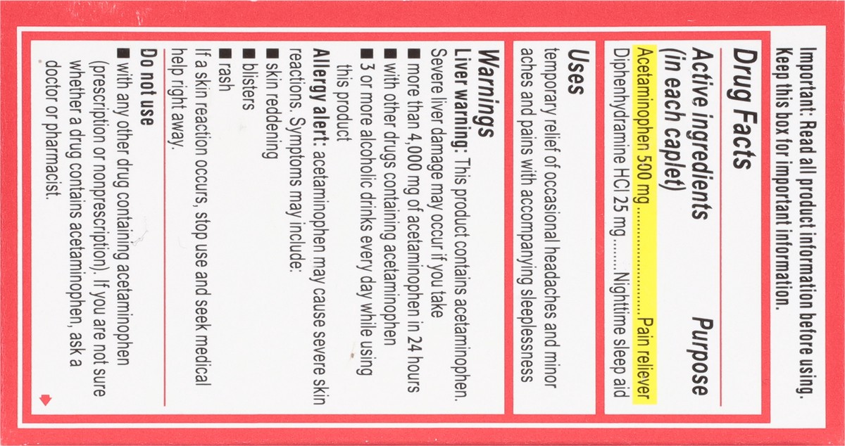 slide 2 of 9, Tylenol PM Extra Strength Caplets, 50 ct, 50 ct