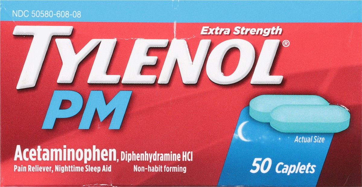 slide 7 of 9, Tylenol PM Extra Strength Caplets, 50 ct, 50 ct