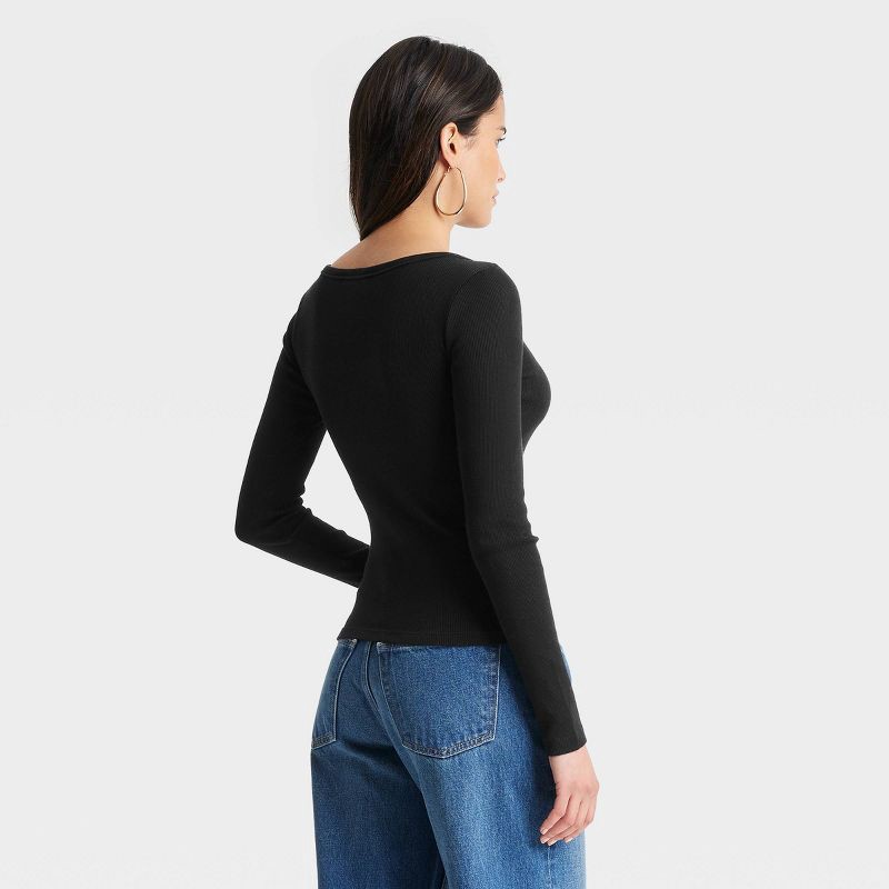 slide 2 of 4, Women's Long Sleeve Boat Neck T-Shirt - Universal Thread™ Black M, 1 ct