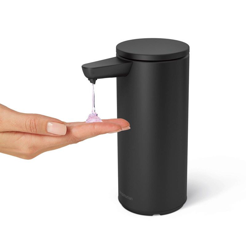 slide 2 of 6, simplehuman 9oz Automatic Sensor Pump - Refillable Touchless Liquid Soap Dispenser - Black Steel: Compatible with Gel & Dish Soaps, 9 oz