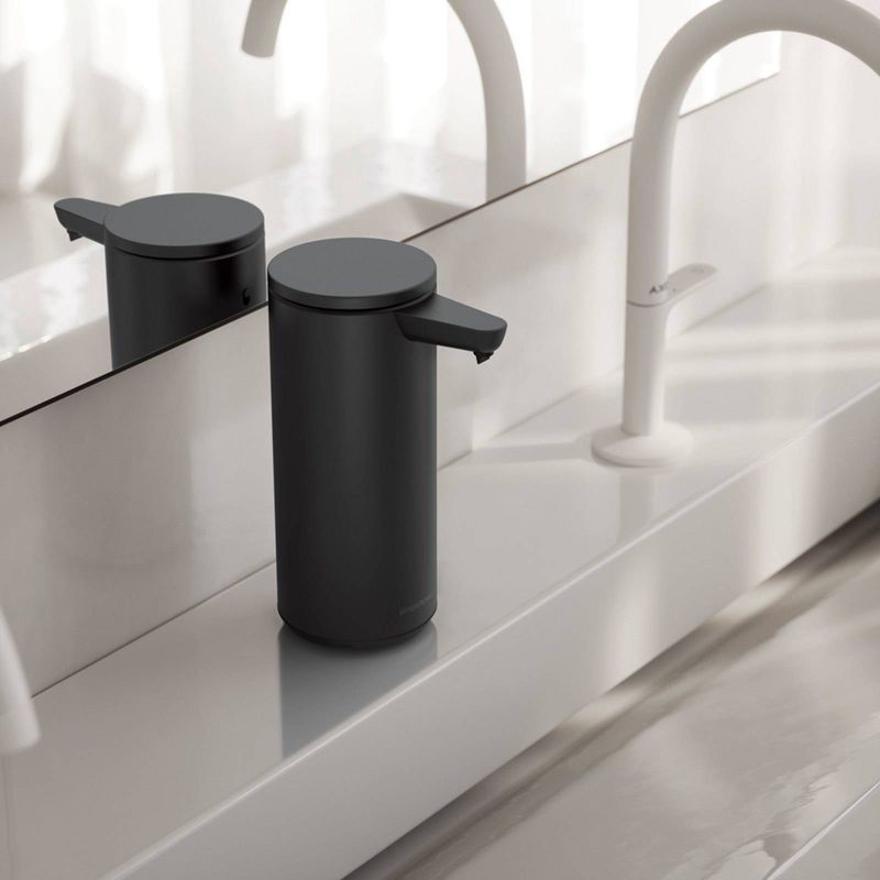 slide 6 of 6, simplehuman 9oz Automatic Sensor Pump - Refillable Touchless Liquid Soap Dispenser - Black Steel: Compatible with Gel & Dish Soaps, 9 oz