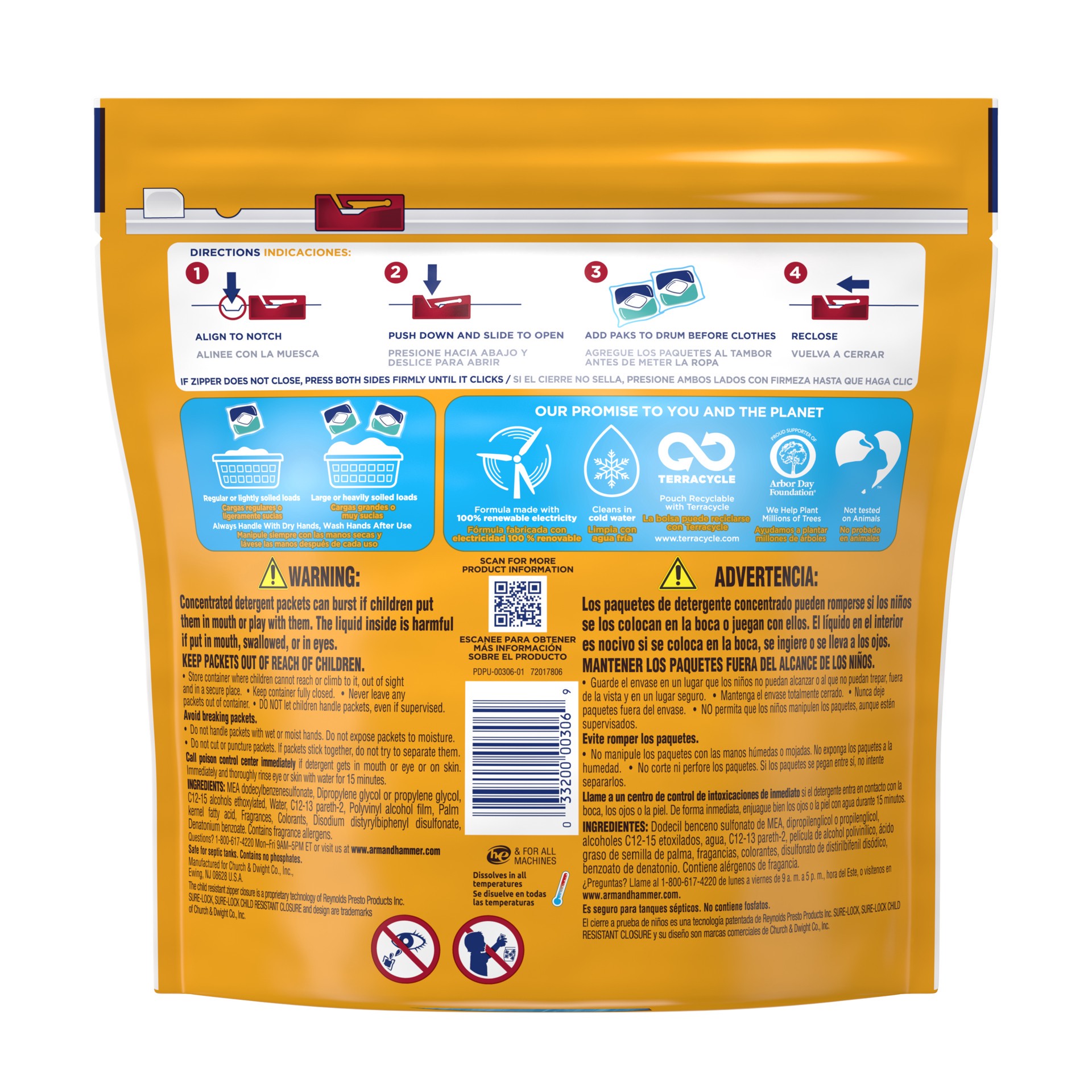 slide 5 of 5, ARM & HAMMER Clean Burst 5-in-1 Laundry Detergent Power Paks, Powerfully Clean, Clean Burst Scent, 14 Count, 14 ct