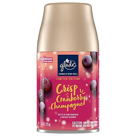 slide 1 of 1, Glade Crisp Cranberry Champagne Auto Spray Refill - 6.2 Oz, 6.2 oz