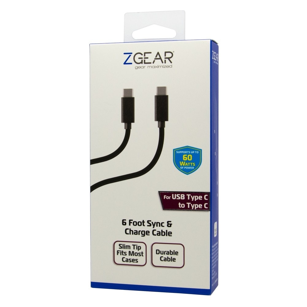 slide 1 of 1, Zgear Usb-C To Usb-C Cable - Black, 6 ft