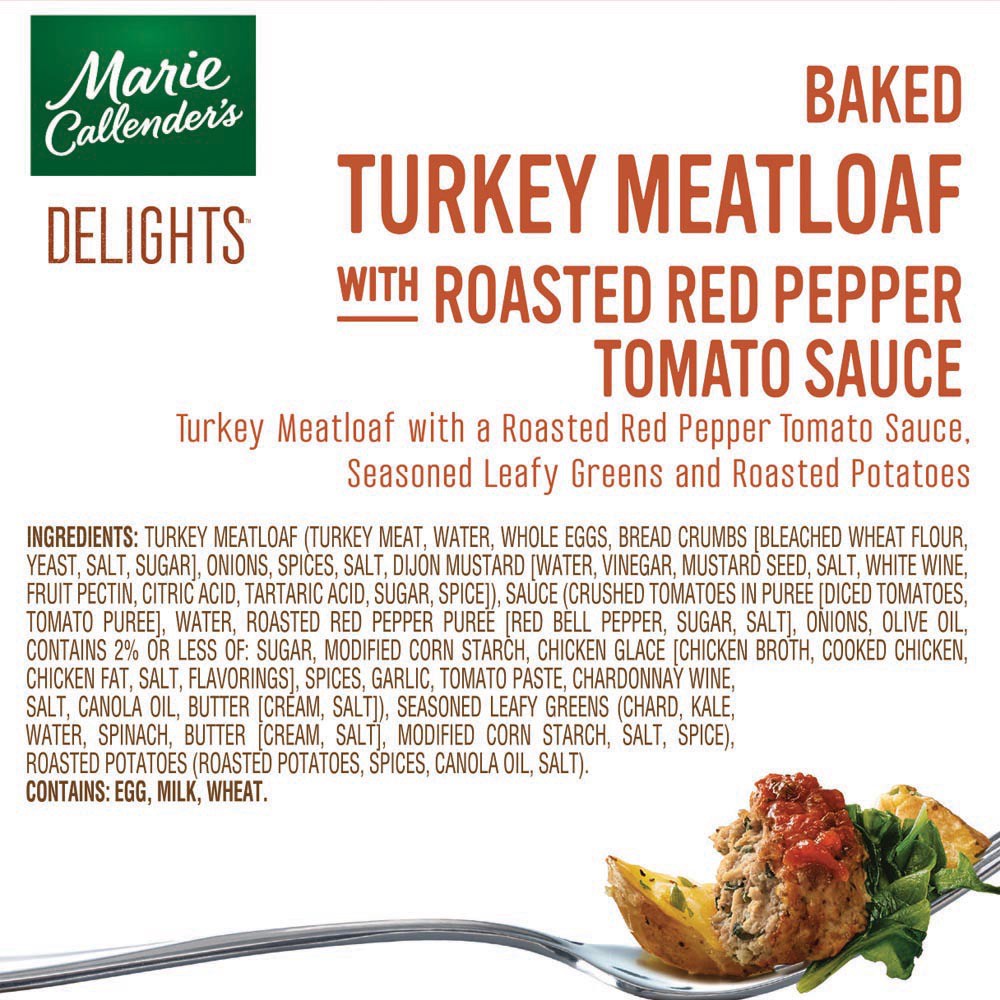 slide 4 of 5, Marie Callender's Delights Baked Turkey Meatloaf with Roasted Red Pepper Tomato Sauce 11.1 oz, 11.1 oz